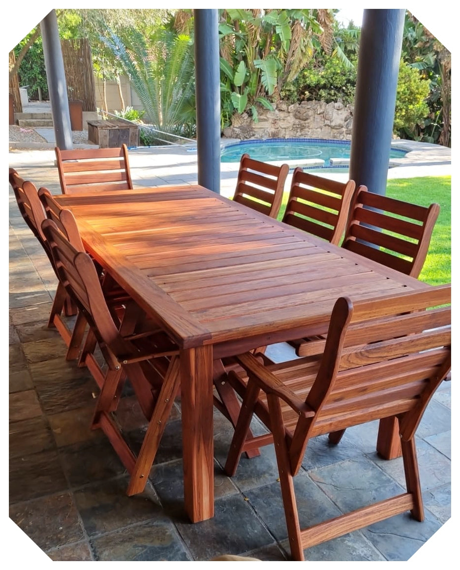 6 seater wooden patio set hot sale