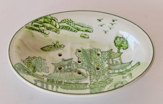 Lime green pagoda soap dish