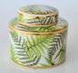 GREEN & GOLD FERN DESIGN JAR WITH LID